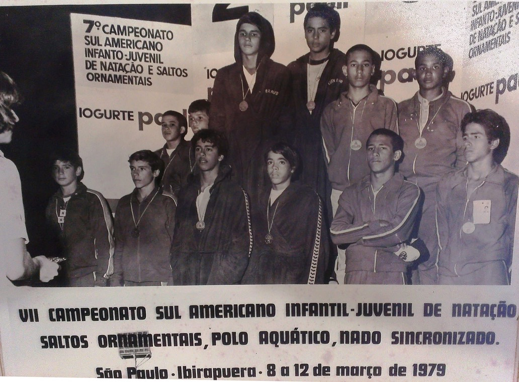Luis Viloria representing Venezuela in swimming at the 1979 South American Youth Championships